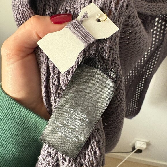 Aritzia Wilfred Evie Crochet Knit Midi Dress Purple Grey Size XS - Picture 8 of 8